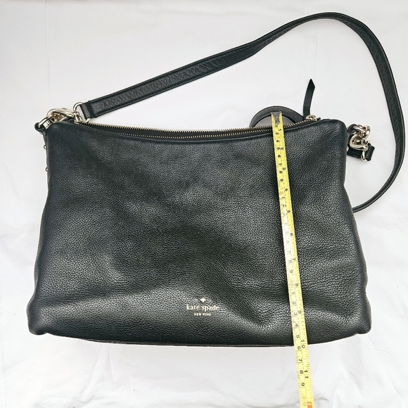 Kate Spade Black 100% Pebbled Leather Messenger 2 Way Shoulder Bag - Picture 15 of 16